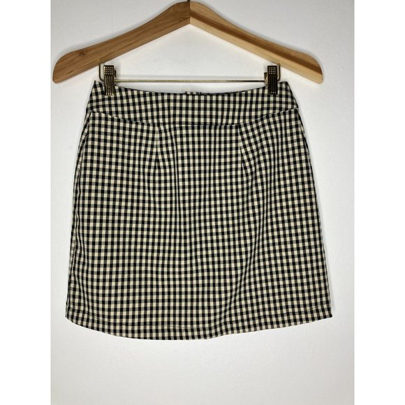 Urban Outfitters Women's Small Gingham Plaid Black & Beige Skirt - Picture 4 of 8